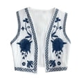 thumbnail image 3 of Chaleco corto informal de estilo boho para mujer, con bordado floral, ideal para el verano. Blanco, 3 of 9
