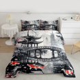 thumbnail image 2 of Manfei Japanese Style Bedding Comforter Set, Oriental Koi Fish Twin Comforter Sets, Gray Black Red Bedding Set, Super Cozy Room Decor Reversible 2-Piece, 2 of 8