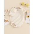 thumbnail image 5 of Infant Baby Summer Romper Solid Color Ribbed Short Sleeve Round Neck Bodysuit for Toddler Boys Girls, 5 of 9
