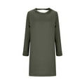 thumbnail image 5 of Kaemgyyd Women's Fleece Lined Sweatshirt Dress Fall Winter Casual Solid Crewneck Pullover Loungewear Loose Long Sleeve Mini Dress, 5 of 5