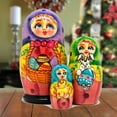 thumbnail image 3 of Basket Matreshka Nesting Hand-Painted Doll Set of 3 by G. DeBrekht | Easter Spring D�cor - 14737, 3 of 4