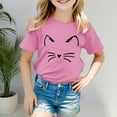 thumbnail image 3 of Girls Tops Size 14-16 Toddler Boys Girls Prints Short Sleeve Cat Prints T Shirt Tops Clothes Pink T Shirts for Boys and Girls,4-5Y, 3 of 5