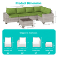 thumbnail image 6 of 6-Piece Outdoor Patio Furniture Set, PE Wicker Rattan Sectional Sofa Conversation Set with Tempered Glass Table & Thick Cushions - All-Weather Garden, Backyard Furniture,Grass Green, 6 of 6
