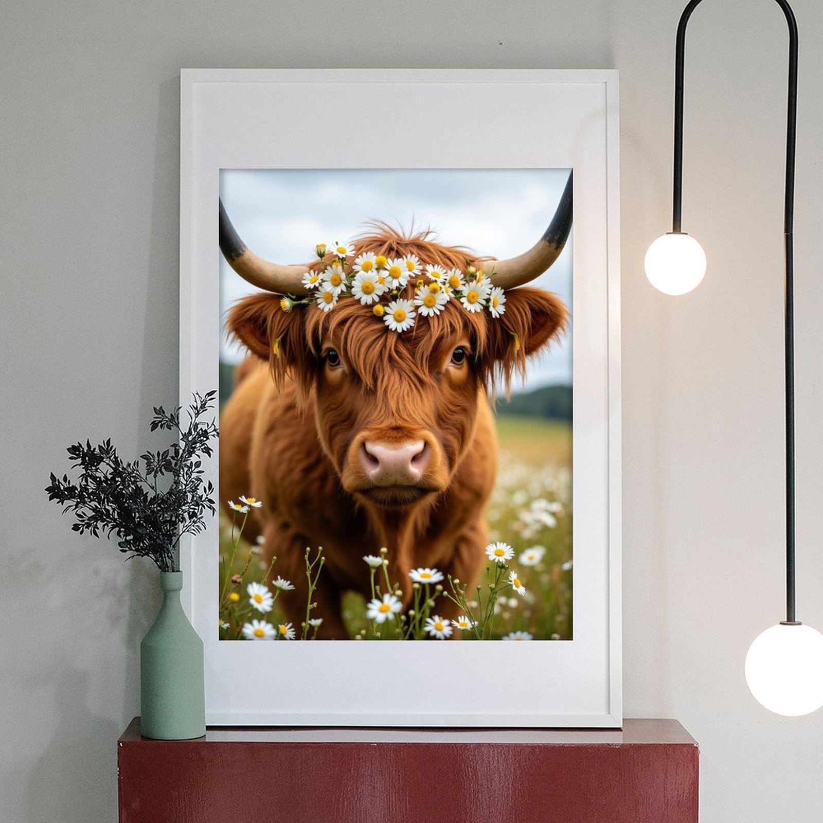 Diamond Art Kits for Adults - 5d Cow With Daisy Crown In Meadow Diamond Painting for Adults, Diamond Art for Adults Beginners, Diamond Painting Kits for Adults for Home Wall Decor