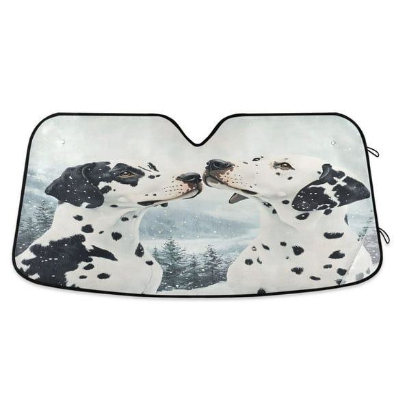 ALAZA Dalmatians Dog in Winter Windshield Sun Shade Car Foldable Sun Visor Block UV Rays Protector 55"x27.6"