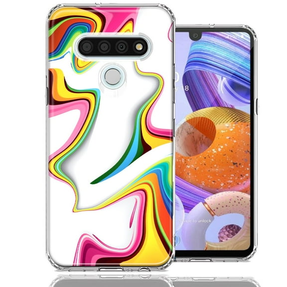 MUNDAZE For LG K51 Rainbow Abstract Design Double Layer Phone Case Cover