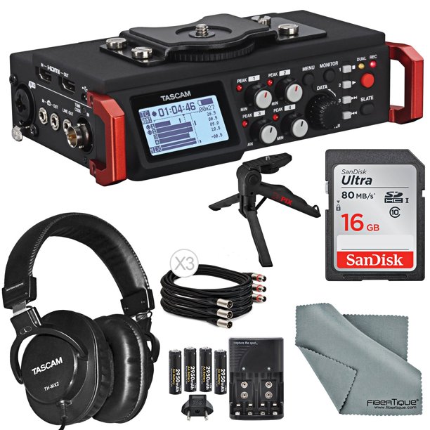 Tascam DR701D Field Recorder for DSLR with SMPTE Timecode Bundle w