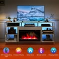 thumbnail image 3 of TC-HOMENY TV Stand with 27.5" Electric Fireplace for TV Up to 70", Space Heater for Indoor Entertainment, Center Storage Cabinet and LED Strip Lights For Living Room, with Remote Control, White, 3 of 14