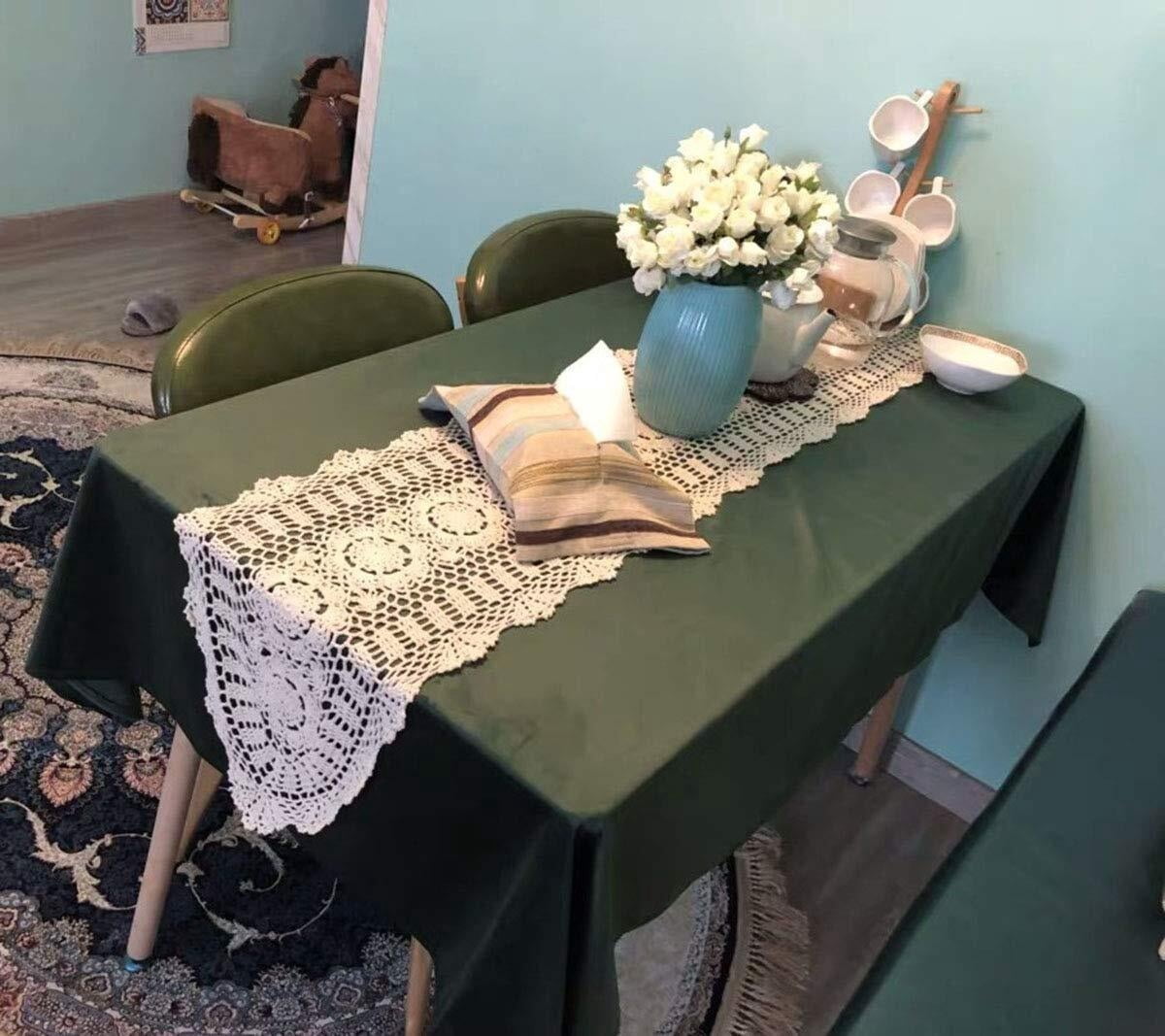 Handmade Crochet Cotton Table Runner Lace Doilies Doily Oval Dresser Scarves,11.8 by 35 Inches.