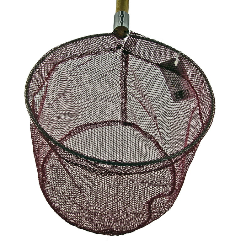 Hawaiian Angler Net 10 inch Red Net, Round Hoop, Wooden Handled Scoop Net