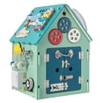 thumbnail image 1 of Costway Casa de Actividades de Mader con Juegos Sensoriales y Espacio de Almacenaje Interior Juguete Educativo para 3+ Años 33 x 33 x 45 cm Azul, 1 of 10