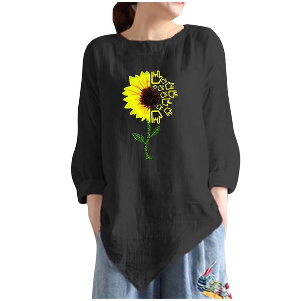 Camiseta de manga larga con cuello redondo y estampado informal a la moda de verano para mujer Fridja fjkfkj1664