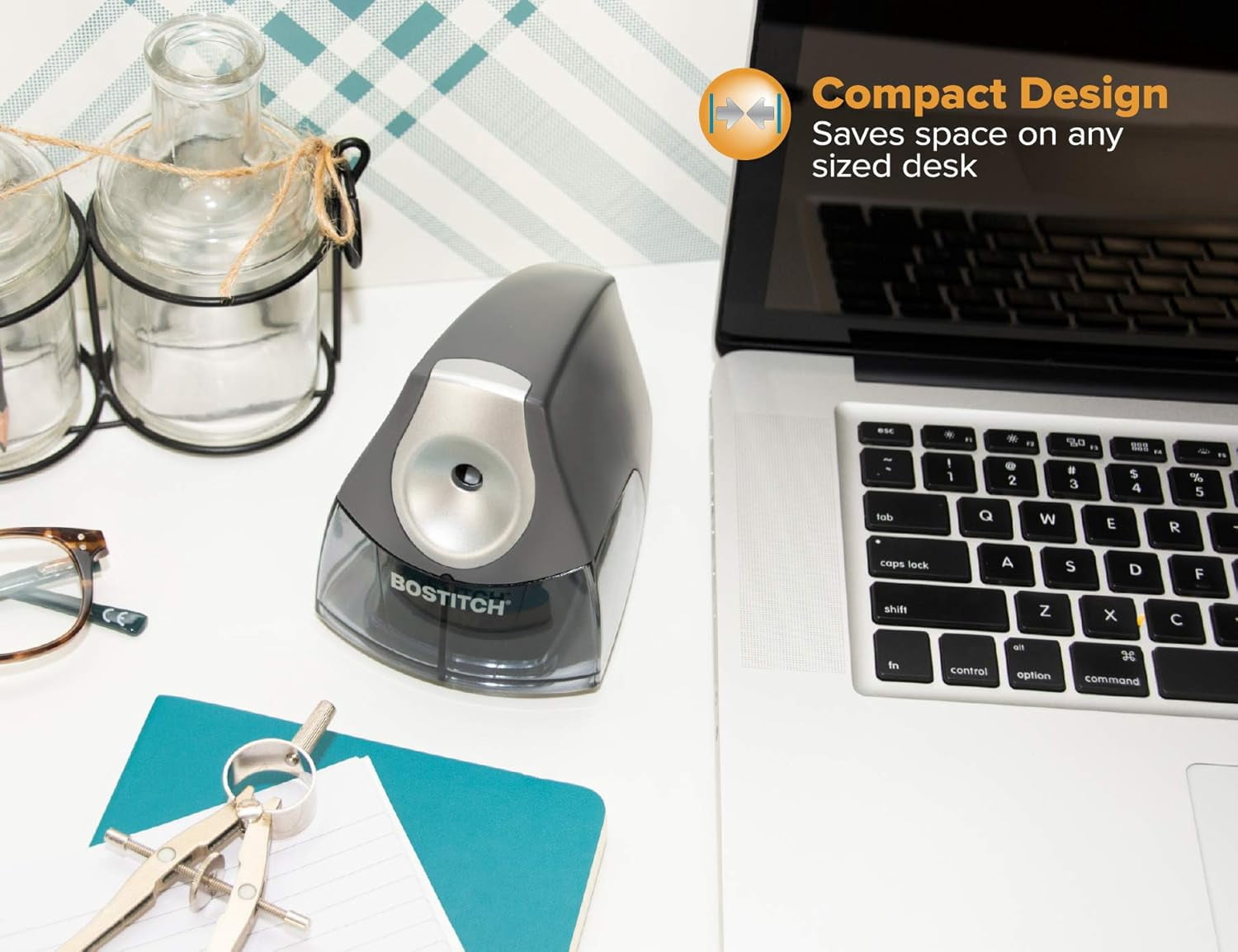 Office Personal Electric Pencil Sharpener, Powerful Stall-Free Motor, High Capacity Shavings Tray, Gray (EPS4-KTGRAY)
