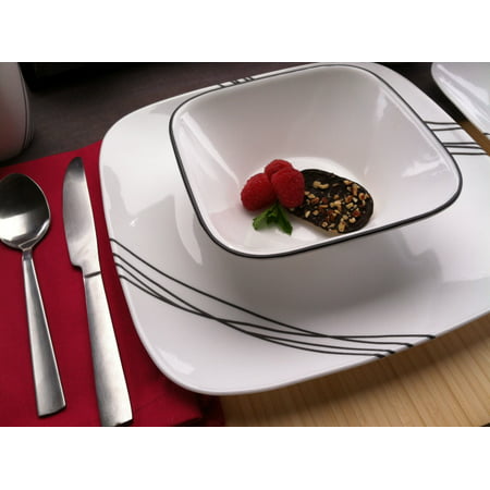 Corelle Square Simple Sketch 16-Piece Dinnerware (Best Chip Resistant Dinnerware)