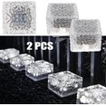 thumbnail image 1 of 2 piezas de 4 luces LED solares para exteriores, luz de ladrillo de hielo, luz blanca fría, sensor de luz de encendido/apagado, luz solar, luz impermeable para suelo para exteriores, 1 of 5