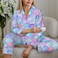 thumbnail image 6 of Kdxio Watercolor Sea Shells 1 Women's Pajama Sets Long Sleeve Button Down Sleepwear Nightwear Soft Pjs Lounge Sets-XX-Large, 6 of 7