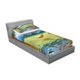 thumbnail image 2 of Ambesonne Beach Fitted Sheet & Pillow Sham Set, Trees in Tropical Land, Twin, Multicolor, 2 of 2