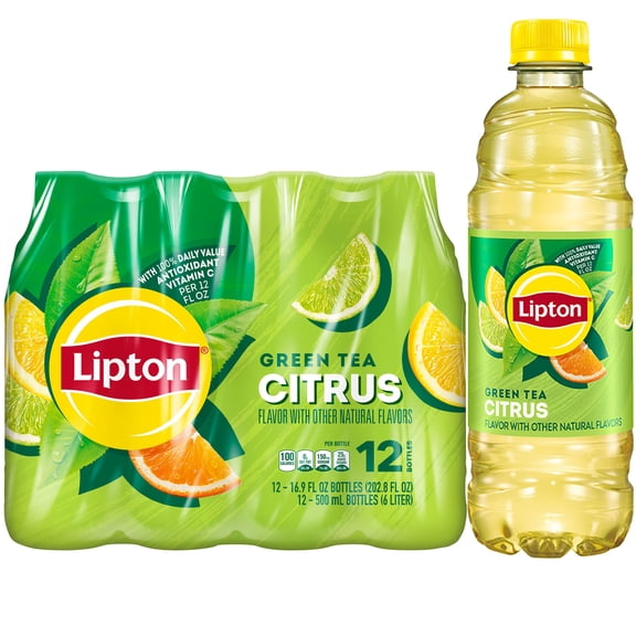 Lipton Green Tea Citrus Iced Tea Drink, 16.9 fl oz, 12 Pack, Caffeinated