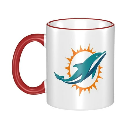 

Miami_Dolphins 11 Oz Originality Coffee Mugs Large Water Mugs With Handle Porcelain Coffee Cup Thank You Gifts For Mom Dad And Friends Red