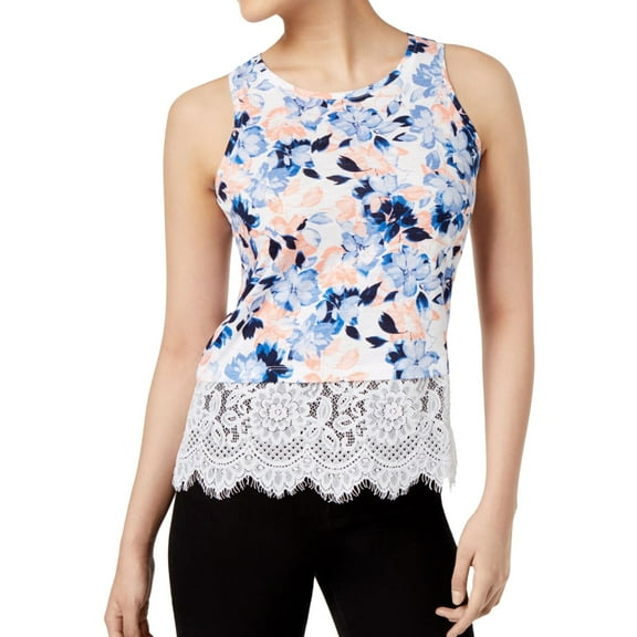 Maison Jules Womens Lace Trim Tank Top