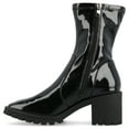thumbnail image 3 of Journee Womens Icelyn Flexible Patent Vegan Leather Square Toe Booties, 3 of 10