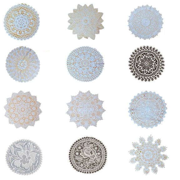 Hotpom Lace Doilies Table Placemats, Vintage Floral Round Crochet Doilies Crochet Cloth Round Coasters Knitted Doilies Handcrafted Decor Kitchen Accessories