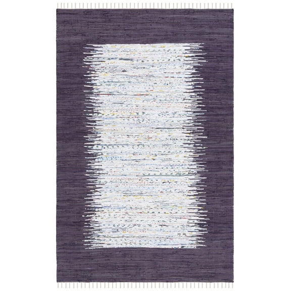 SAFAVIEH Montauk Tennyson Geometric Cotton Area Rug, Ivory/Purple, 4' x 6'
