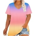 thumbnail image 2 of TIMIFIS Womens Tops Women's Plus-Size V-Neck Short Sleeved Printing Base Shirt, 2 of 5
