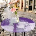 thumbnail image 6 of Modern Oil Painting Round Tablecloth for 36-44 Inch Tables,Fitted Table Cover with Elastic Edge,Purple Grey Abstract Graffiti Art Waterproof Outdoor Table Cloth Protector for Patio Garden Dinner, 6 of 9