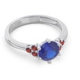 thumbnail image 3 of Diamond-Capitals 2.15 Carat Round Cut Blue Sapphire & Garnet Gemstone Beautiful Bridal Ring for her in Solid 18K White Gold Size 7, 3 of 7