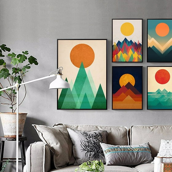 Girl12queen Abstract Sunrise Sea Prints Picture Canvas Wall Art Painting Bedroom Home Decor