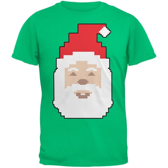 8 Bit Santa Green Youth T-Shirt - Youth Large