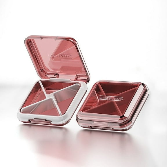 Futoo AM/PM Portable Pill Organizer with Travel Medicine Box, Red