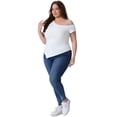 thumbnail image 3 of DARING DIVA Women's Plus One Shoulder Blouse 4X White, 3 of 6