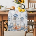 thumbnail image 2 of Burlap Table Runner 90 Inches Long,Underwater Ocean Creature Non-Slip Kitchen Table Runners for Dining Room Everyday Use Party Table Decorations Sea Jellyfish Starfish Wood Plank, 2 of 9