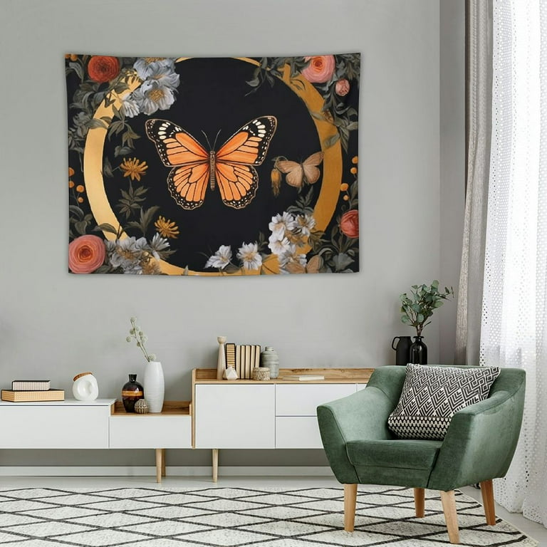 FUMJ Butterfly Tapestry Moon Tapestry Wall Hanging Aesthetics Tapestry Floral Flower Butterfly Wall Tapestry for Bedroom Living Room College Dorm Wall Decor Walmart