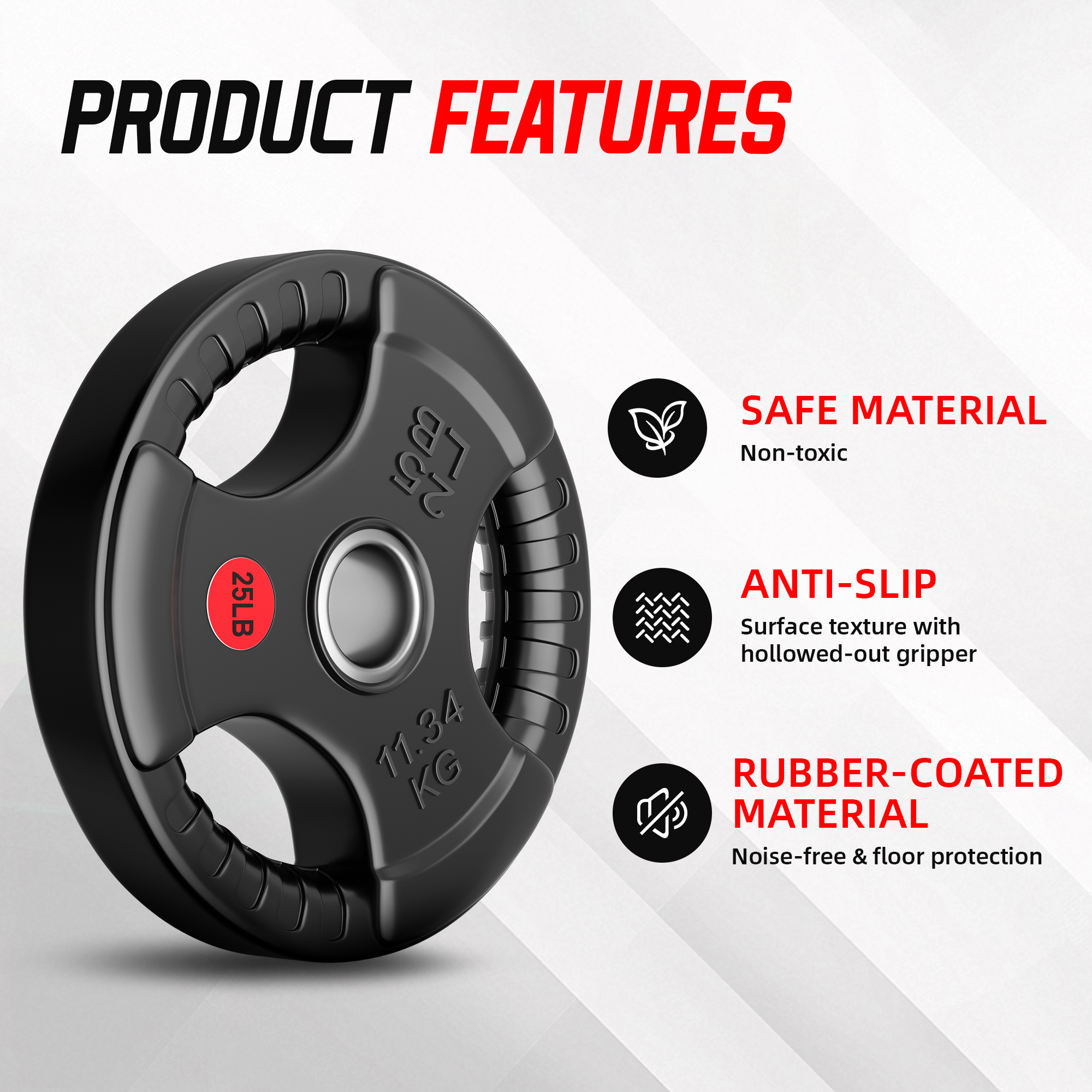 FlexWave 2-Inch Olympic Cast Iron Weight Plates，Multiple Sizes & Set Options, for Strength Training & Weightlifting