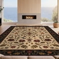 thumbnail image 2 of Design&I 4'x6' Ultra Soft Area Rug, Cream and Burgundy Floral Elegance Intricate Botanical Motif with Dark Accents Fluffy Washable Non Shedding for Bedroom Living Room Home Office, 2 of 3