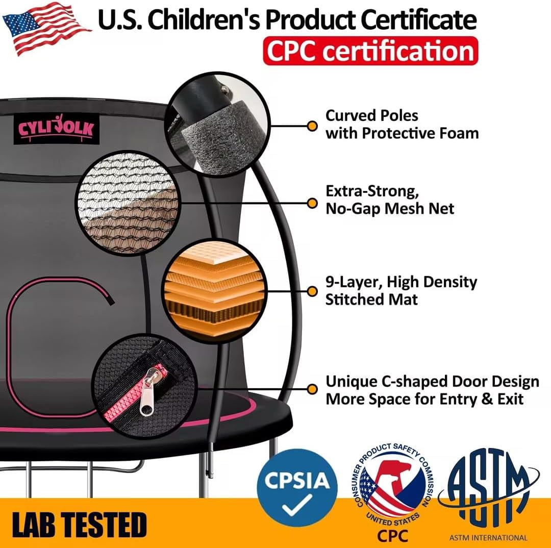 10/12/14/16FT Outdoor Recreational Backyard Heavy Duty Trampoline with Safety Enclosure Net，big trampoline for Kids and Adults,black，green