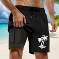 thumbnail image 2 of Men's Swim Trunks with Compression Liner, Inseam Board Shorts, Pockets, Polyester & Spandex Material, for Water Sports, 2 of 4