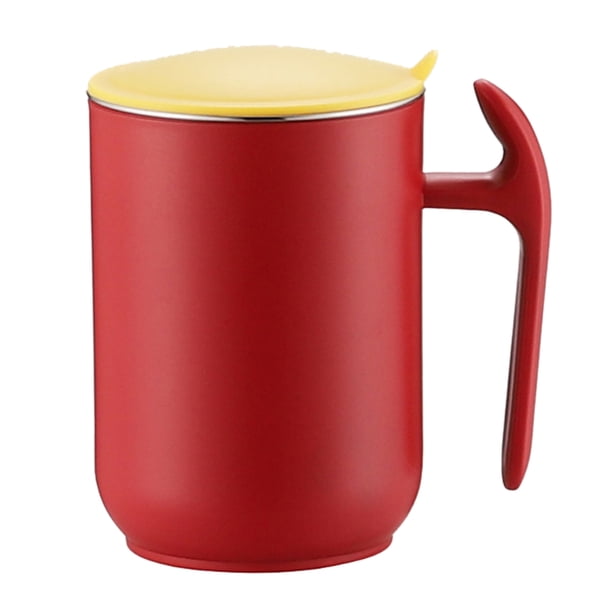 Tazas de acero inoxidable de doble pared de 550 ml, a prueba de fugas, evitan quemaduras, con aislamiento esmerilado, para el hogar, la cafetería y la oficina, color rojo oscuro de 550 ml.