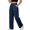 Navy, variant on Atkumj Cotton Linen Pants for Women with Pockets High Waist Button Straight Leg Trouser Pants Casual Solid Color Women Baggy Pants for Everyday Outfit S