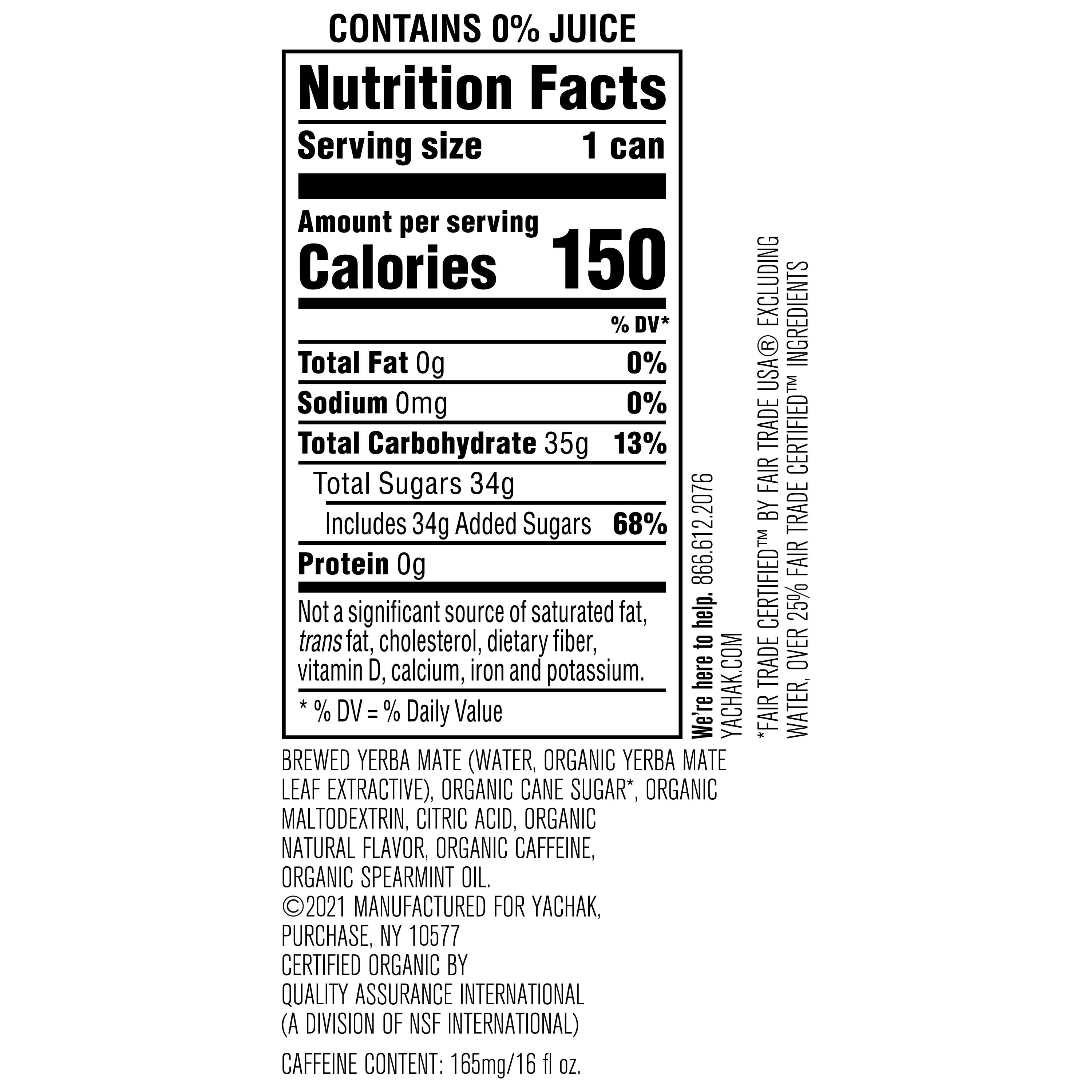 Yachak Yerba Mate Drink, Ultimate Mint, 16 fl oz, 12 Pack Cans