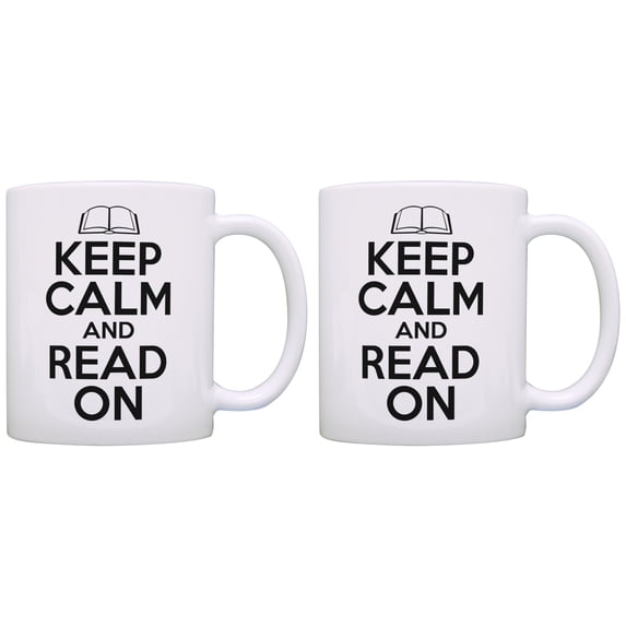 ThisWear Book Readers Gifts Keep Calm and Read On Bookworm Gifts 11 ounce 2 Pack Coffee Mugs