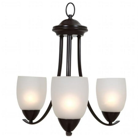 

YOSEMITE HOME DECOR 1261-3U-ORB 3 Lights Chandelier with White Etched glass