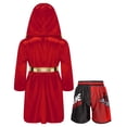 thumbnail image 2 of HULIJA Kids Boys Boxing Outfit Metallic SatinLong Sleeve Robe Hooded Grown Cloak with Belt and Boxer B3 10, 2 of 5