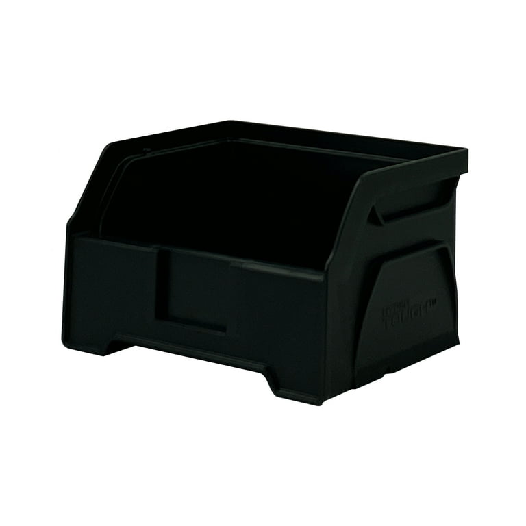 HDX 102L Stackable Tough Strong Storage Tote Bin, Plastic Organizer Box,  Black Base & Yell