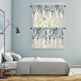 thumbnail image 5 of Blue Teal Eucalyptus Leaves Kitchen Curtains Sets for Windows 24 Inch Length, Watercolor Vintage Botanical Rod Pocket Window Treatments Tier Curtains and Valances Set for Bedroom/Bathroom, 5 of 8