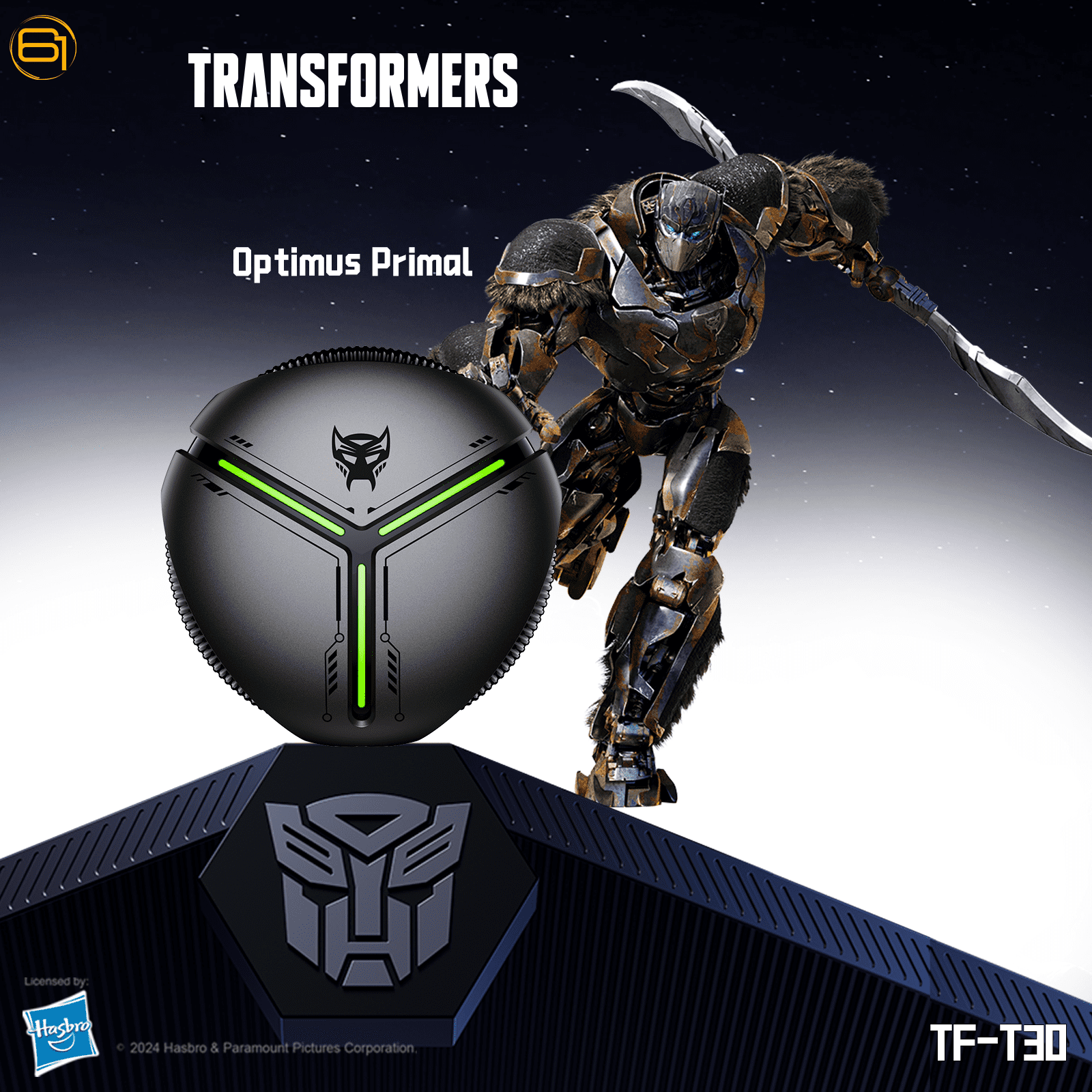 Transformers TF-T30 Bluetooth TWS Wireless Earbuds with Energy Core Design Passive Noise Cancelling Semi-In-Ear Cool HiFi HD Calling Music Game Modes Low Latency Earphones – Gray Optimus Primal