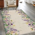 thumbnail image 2 of 3'x5' Rug for Living Room Bedroom, Spring Purple Floral Washable Area Rugs Non-Slip Carpet Mats, Rustic Flowers Botanical Vintage Indoor Low Pile Area Rug Runner for Kitchen, Mudroom, 2 of 8